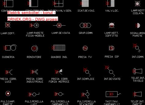 Elektrik sembolleri - konut dwg projesi - Autocad Projeler
