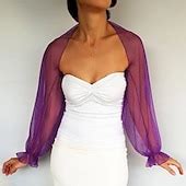 Mesh Bolero Long Puff Ruffles Sleeve See Through Cover Up Shrug Tulle ...