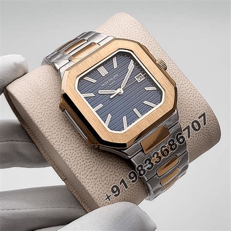 Patek Philippe Cubitus Stainless Steel and Rose Gold Sunburst Blue Dial ...