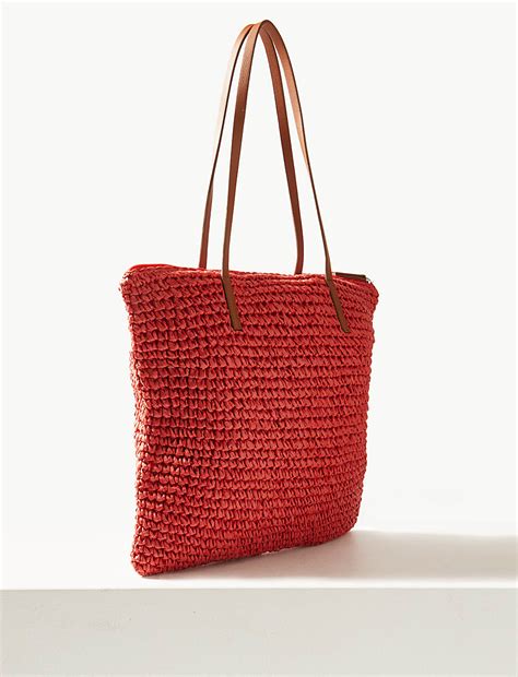 Buy Straw Zipped Detail Shopper Bag at Marks & Spencer