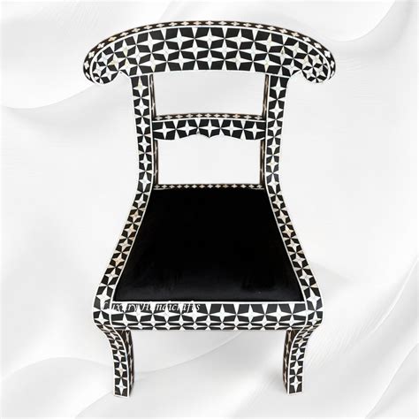 Mother Of Pearl Inlay Star Design Chair Black – Luxury Handicrafts