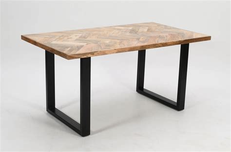 Rectangle Solid Mango Wood Dining Table | Herringbone Design - 160cms ...