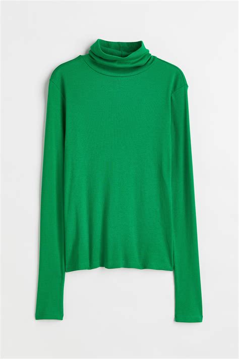 Polo-neck top - Green - Ladies | H&M IN
