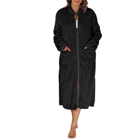 Plus Size Robes for Women Womens Housecoat Zip Robe, Fleece Zip up ...