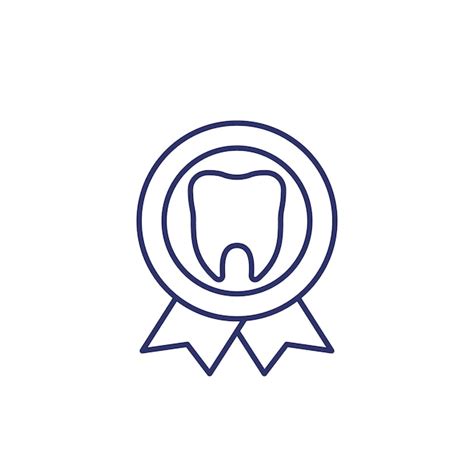 Ikona certyfikatu dentystycznego, odznaka wektor linii | Wektor Premium
