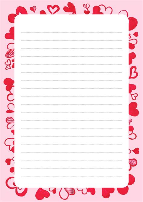 Pink Modern Hearts Illustrated Happy Valentine's Day Stationery Paper ...