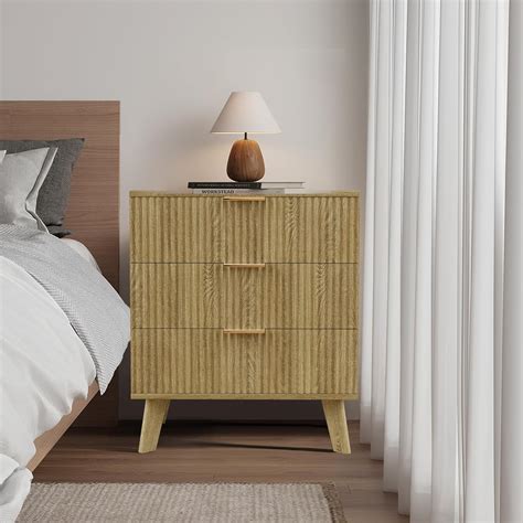 Affeivul Mid-Century 3 Drawers Bedside Table Cabinet, Modern India | Ubuy