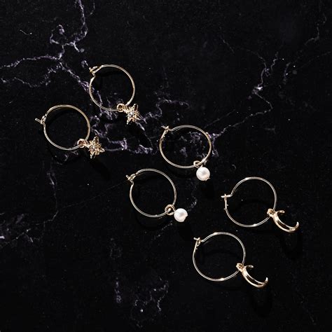 Buy Set Of 3 Moon & Star Hoop Earrings - Accessorize India