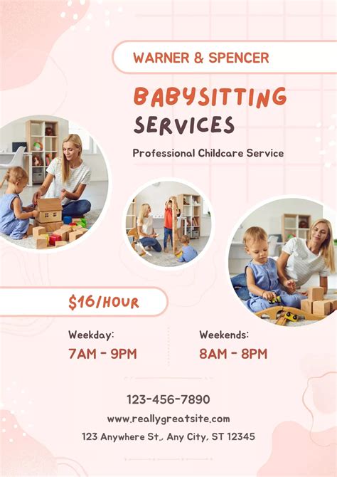 Peach pastel abstract cute babysitting services flyer template on canva – Artofit