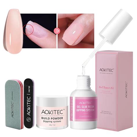 Amazon.com: Aokitec Nail Repair Kit - 28g Jelly Pink Build Powder for ...