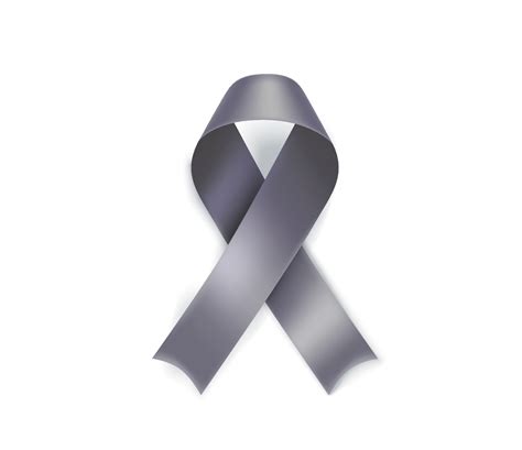 Brain cancer awareness month symbol. Grey ribbon isolated on white ...