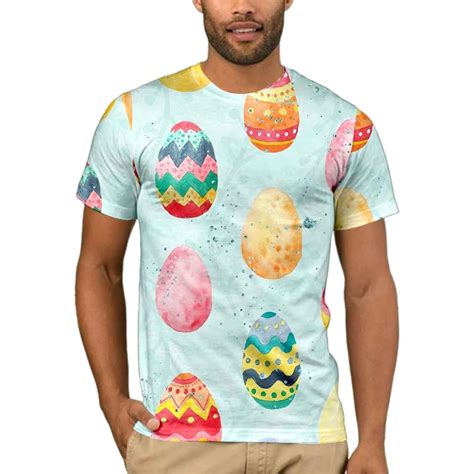 Mens Easter T Shirt Festive Casual Easter Egg Bunny 3D Printed T Shirt ...