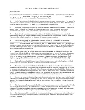 Fillable Online multiple signature verification agreement for custody ...