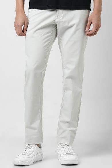 Buy Men White Solid Slim Fit Trousers Online - 39909653 | Van Heusen