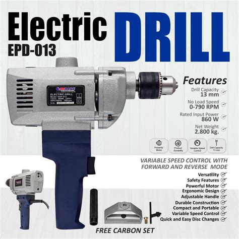Buy Electric Drill Machine with Capacity 13mm, No Load Speed 0-790RPM ...