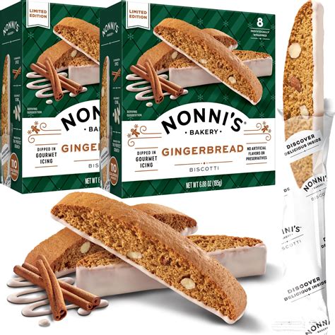 Amazon.com: Nonni's Gingerbread Biscotti Holiday Cookies - 2 Boxes ...