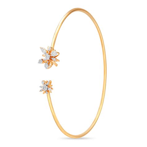 14KT Yellow Gold Blooming Diamond Bangle