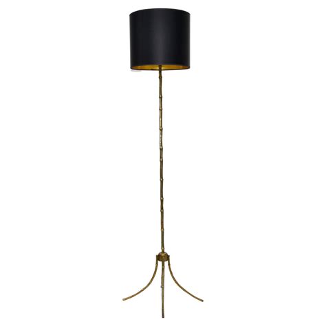 Incredible Black and Gold Neoclassical Style Floor Lamp with Leather ...