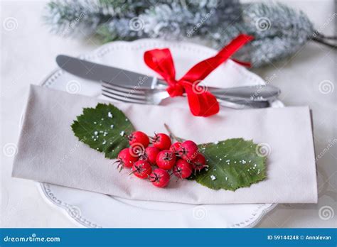 Christmas and New Year Holiday Table Setting. Celebration. Place ...