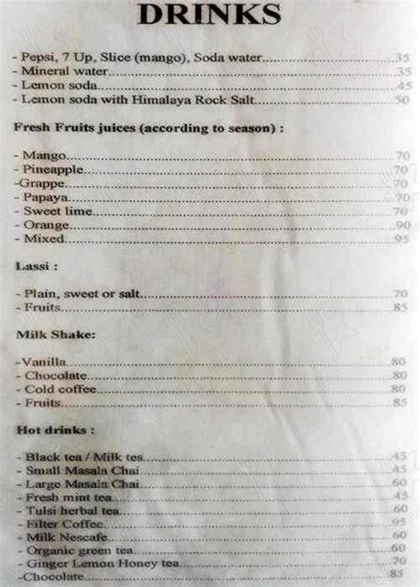 Menu at Le Yogi Restaurant, Mahabalipuram