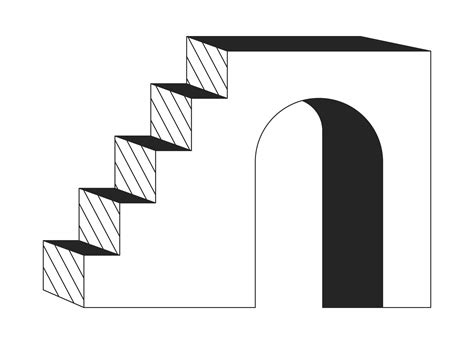 Pedestal with arch flat monochrome isolated vector object. Stone stairs ...