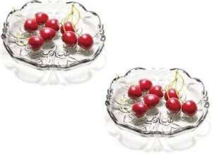Glass World (Set of 2) Glass Round Leaf Plate Tray for Dry Fruits ...