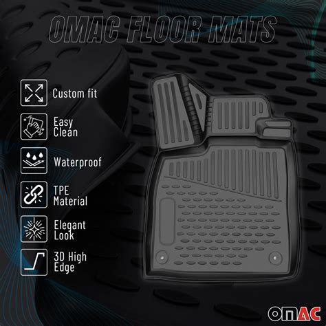 Kia Optima Floor Mats - Omac USA - Rubber TPE 4 Pcs - Black - 2015 ...