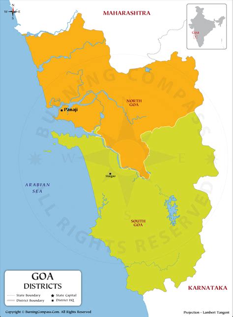 Goa Map, Goa District Map, Goa State Political Map