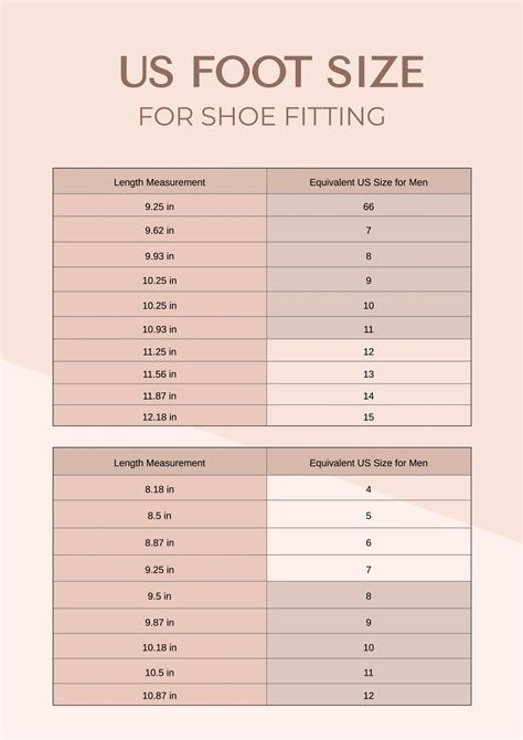 Free Shoe Size Chart Templates, Editable and Printable