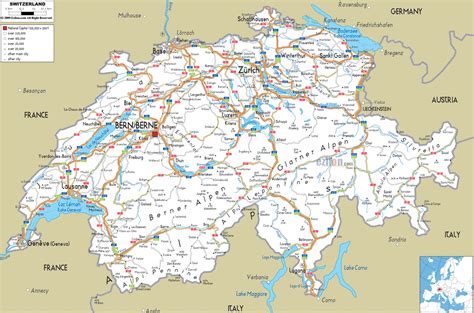 Large detailed road map of Switzerland with all cities and airports | Vidiani.com | Maps of all ...