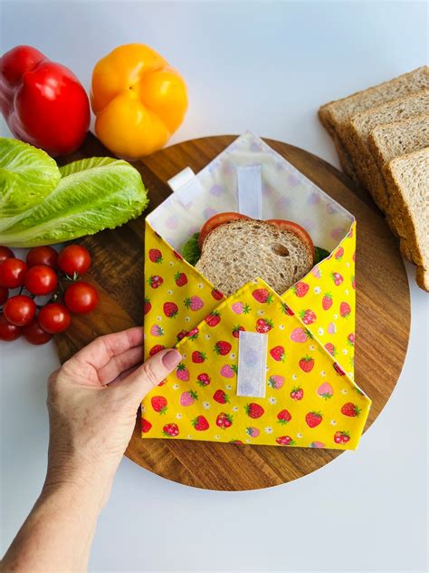 Reusable Sandwich Wrap Set: Eco-friendly Cotton Snack Bags - Etsy