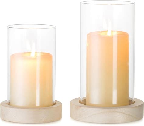 Amazon.com: NUPTIO Hurricane Glass Candle Holders: Clear Round Cylinder ...