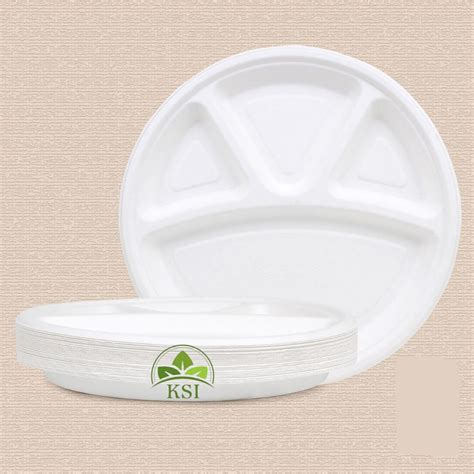 KSI 4-Compartment 12 inch Disposal Plates Biodegradable Eco Friendly ...
