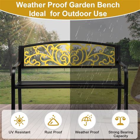 Winado 50-in W x 33.07-in H Black Iron Garden Bench in the Patio ...