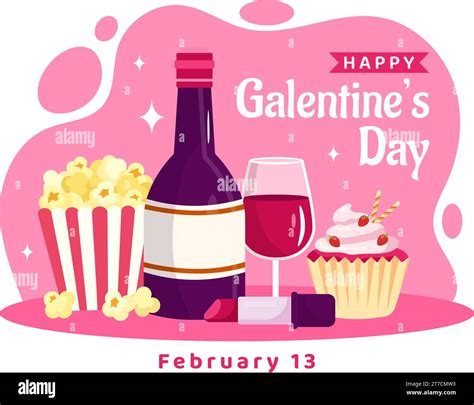 Happy Galentine's Day Vector Illustration on February 13th with ...