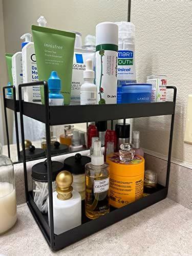Cri8Hub Metal Heavy 2-Tier Bathroom Countertop Organizer Decorative ...