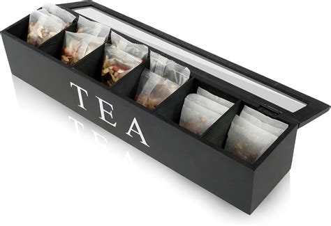 Amazon.com: Tea Bag Organizer, Tea Bag Holder, 6 Compartments Wooden ...
