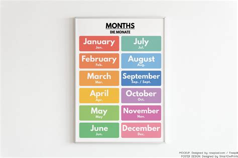 German Language, MONTHS of THE YEAR in German, 2 Posters Set, German ...
