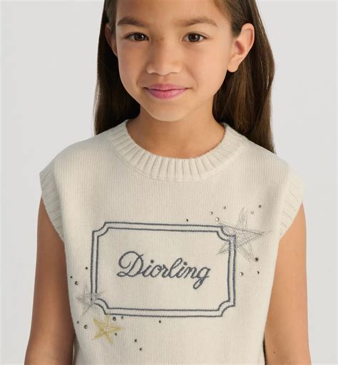 Kids' Sweater Vest Ivory Wool Knit | DIOR