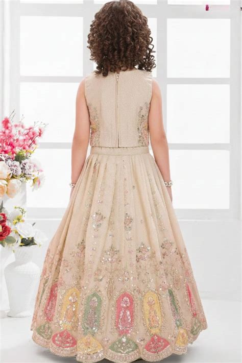 Fawn Embroidered Lehenga Choli Set For Girls – Lagorii Kids