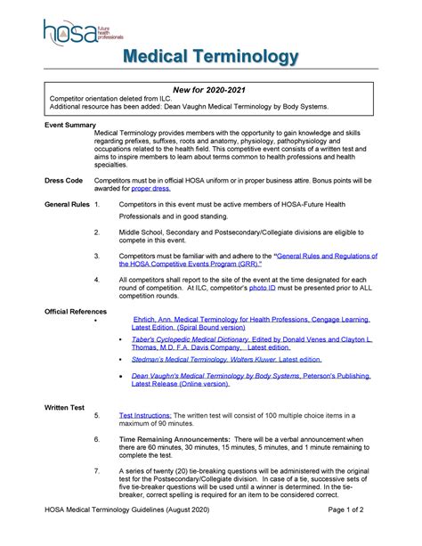 HOSA Canada- Overview of Medical terminology - Studocu