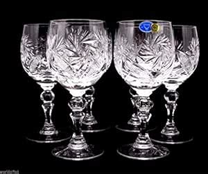 Buy Russian Cut Crystal Red White Wine Glasses Goblets, Stemmed Vintage ...