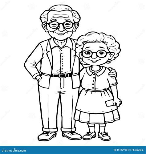 Grandma and Grandpa . Fictional Characters. Black and White Cartoon ...