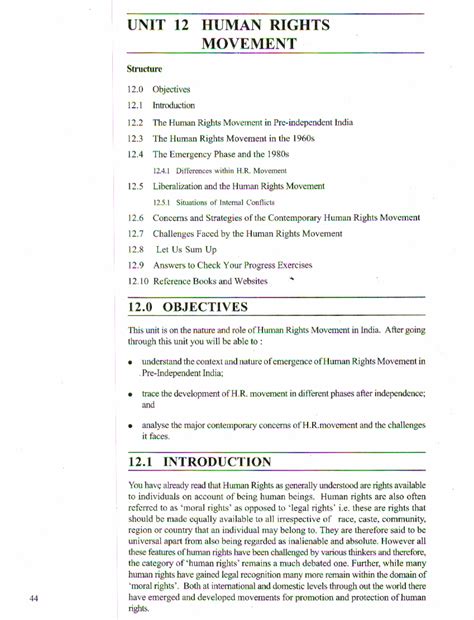 Civil rights - UNIT 12 HUMAN RIGHTS MOVEMENT· Structure 12 Objectives ...