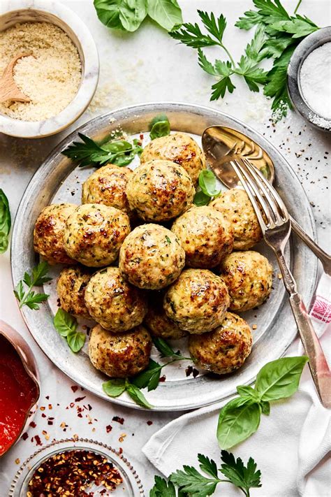 Extra-Juicy & Tender Baked Chicken Meatballs with Ricotta Cheese