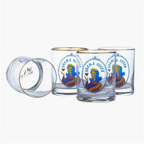 Buy EK DO DHAI Set of 4 Printed Whisky Glasses - 300ml from Ek Do Dhai ...