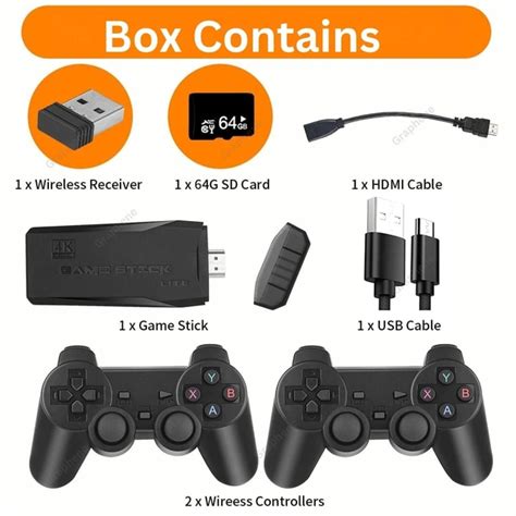 Game Stick Lite Video Game 2.4G Wireless Controllers Gamepad 64GB ...