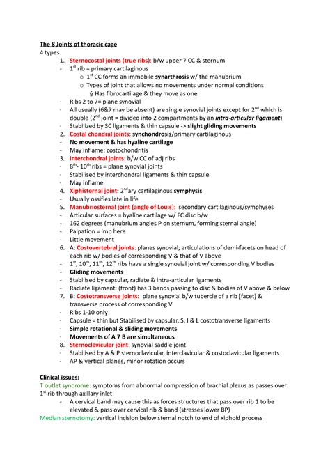 Joints of thoracic cage - Sternocostal joints (true ribs): b/w upper 7 ...