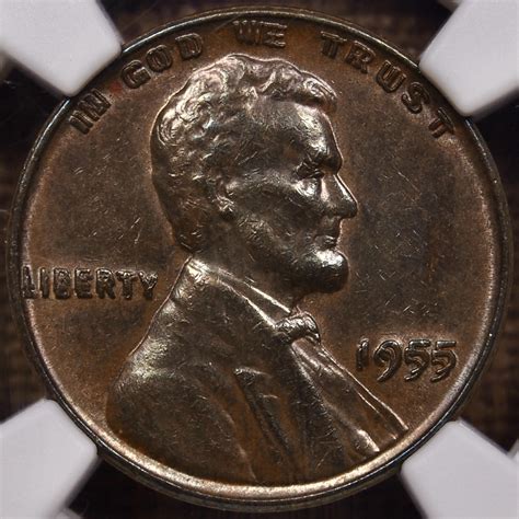 1955 DDO Lincoln Cent, NGC AU55 BN CAC - David Kahn Rare Coins