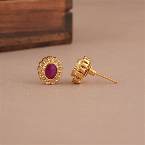 Cute antique gold ruby stone pendant set - smarsjewelrys